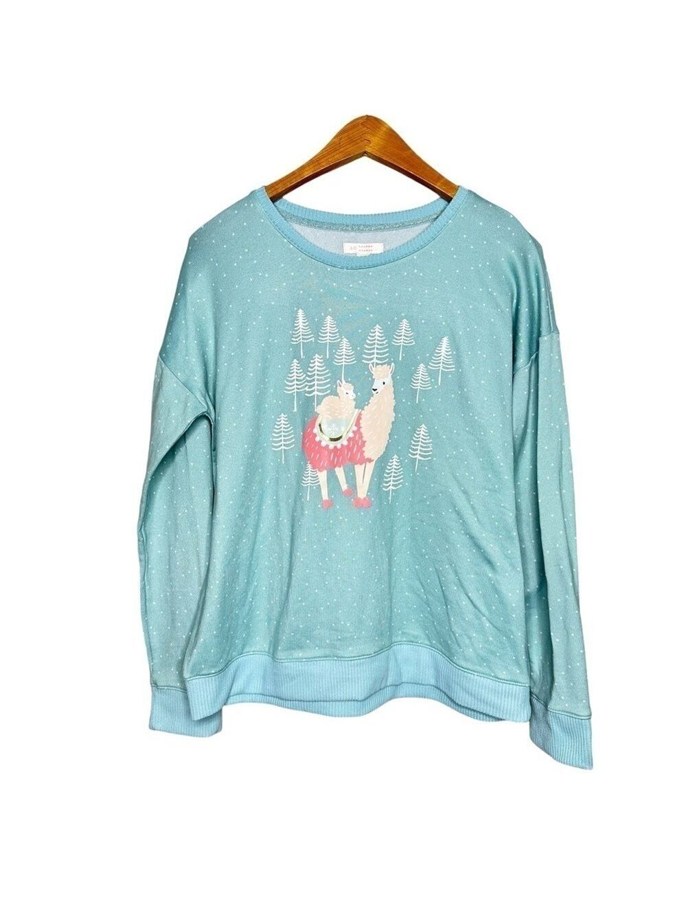 Lauren Conrad Intimates Womens Llama Print Long Sleeve Sleep Top Size Large - Picture 1 of 5